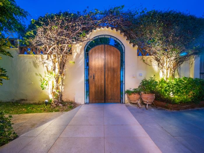 Marble tiles alley with carefully chosen mediterranean decoration