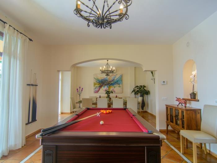 Pool table in the living room for entertainment
